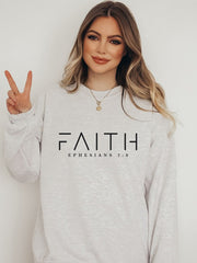 FAITH Ephesians 2:8 Cozy Crewneck Sweatshirt | Oatmeal Heather | Grace and Hope Collective