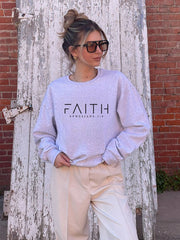 FAITH Ephesians 2:8 Cozy Crewneck Sweatshirt | Ash | Grace and Hope Collective
