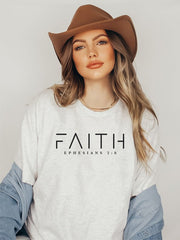 FAITH Ephesians 2:8 Short Sleeve Tee | Ash | Grace and Hope Collective