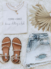 Coffee & Grace Because Adulting is Hard Tee Heather Dust - Grace and Hope Collective