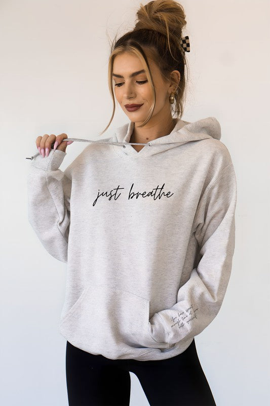 Just Breathe | Oatmeal Heather | Softest Ever Hoodie | Grace and Hope Collective