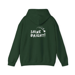 Hooded Sweatshirt - Ease Flow Fun with Shine Bright Back Design (Forest Green) Grace and Hope Collective