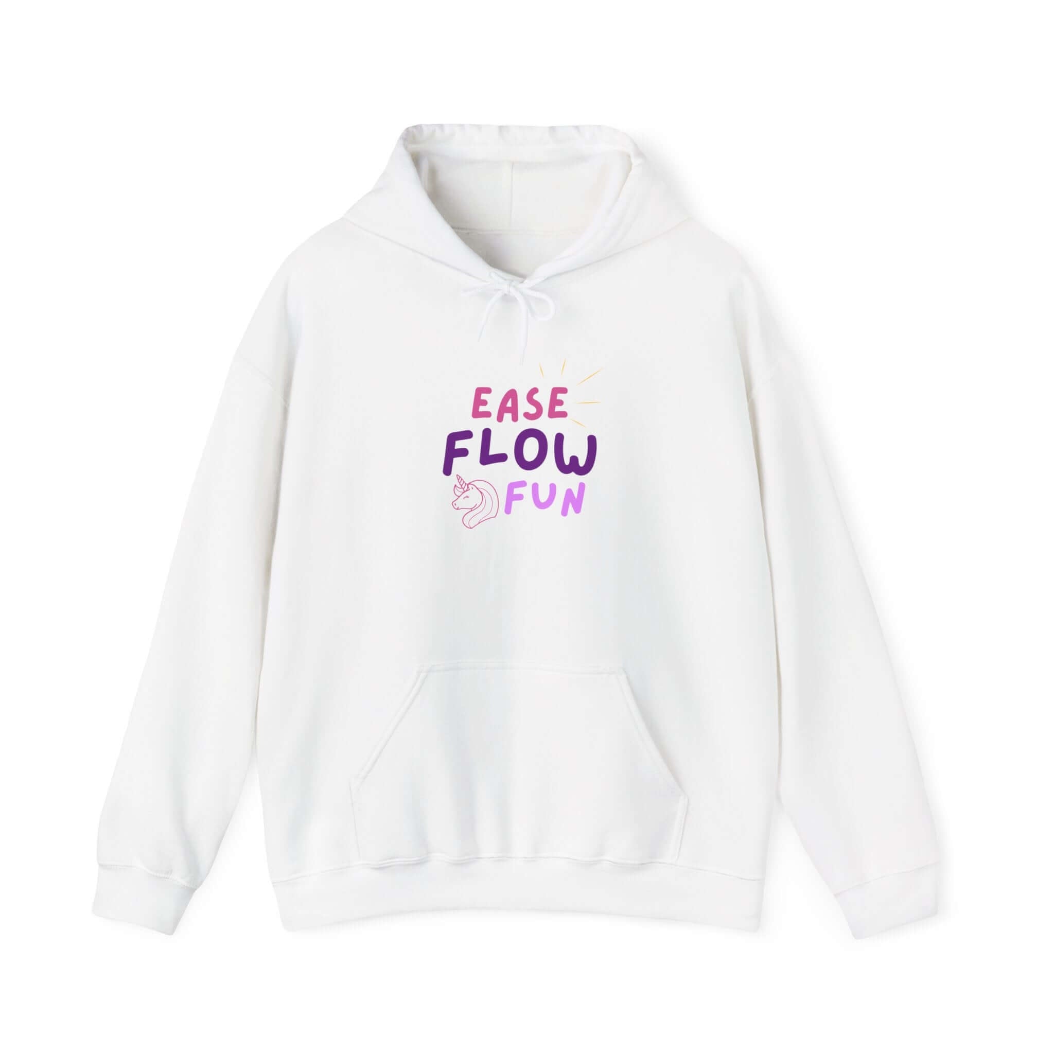 Hooded Sweatshirt - Ease Flow Fun with Shine Bright Design (White) Grace and Hope Collective