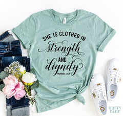 Strength and Dignity Tee Shirt | Dusty Blue | Grace and Hope Collective