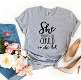 She Believed She Could So She Did Tee Shirt | Heather Gray | Grace and Hope Collective