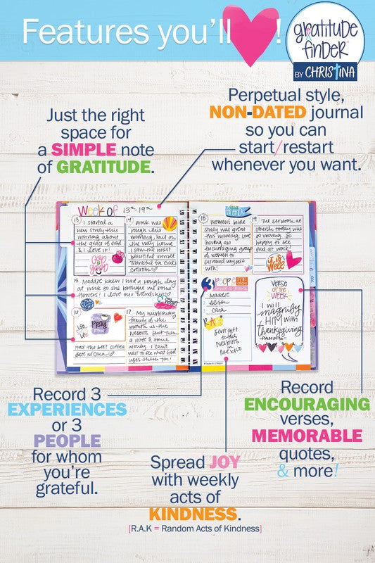 NEW - Faith-Based Gratitude Journal w Stickers 52-Week